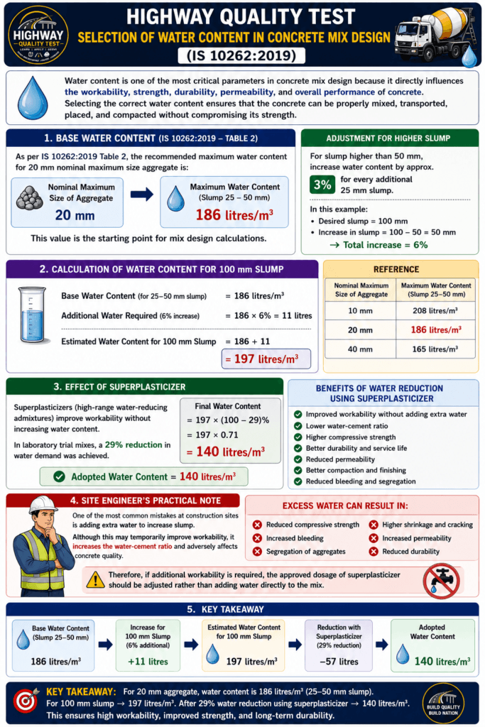 selection of water content in concrete mix design