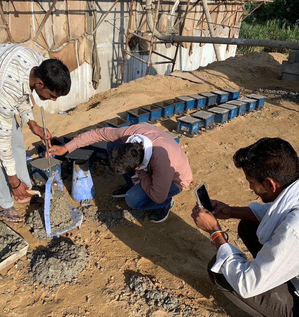 Concrete cube casting for compressive strength testing