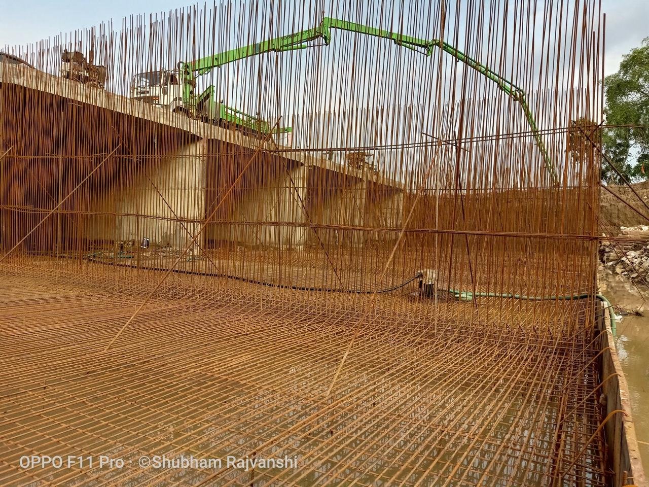Concrete pouring in raft foundation
