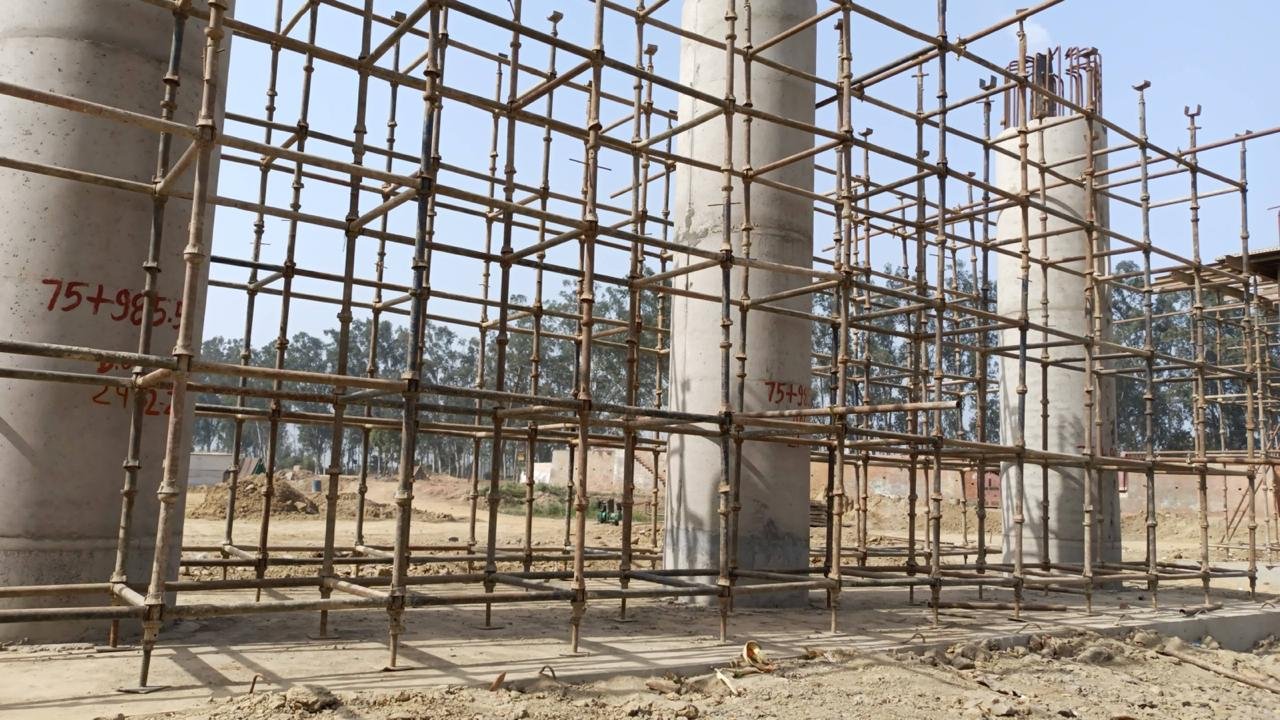 Bridge construction site activity