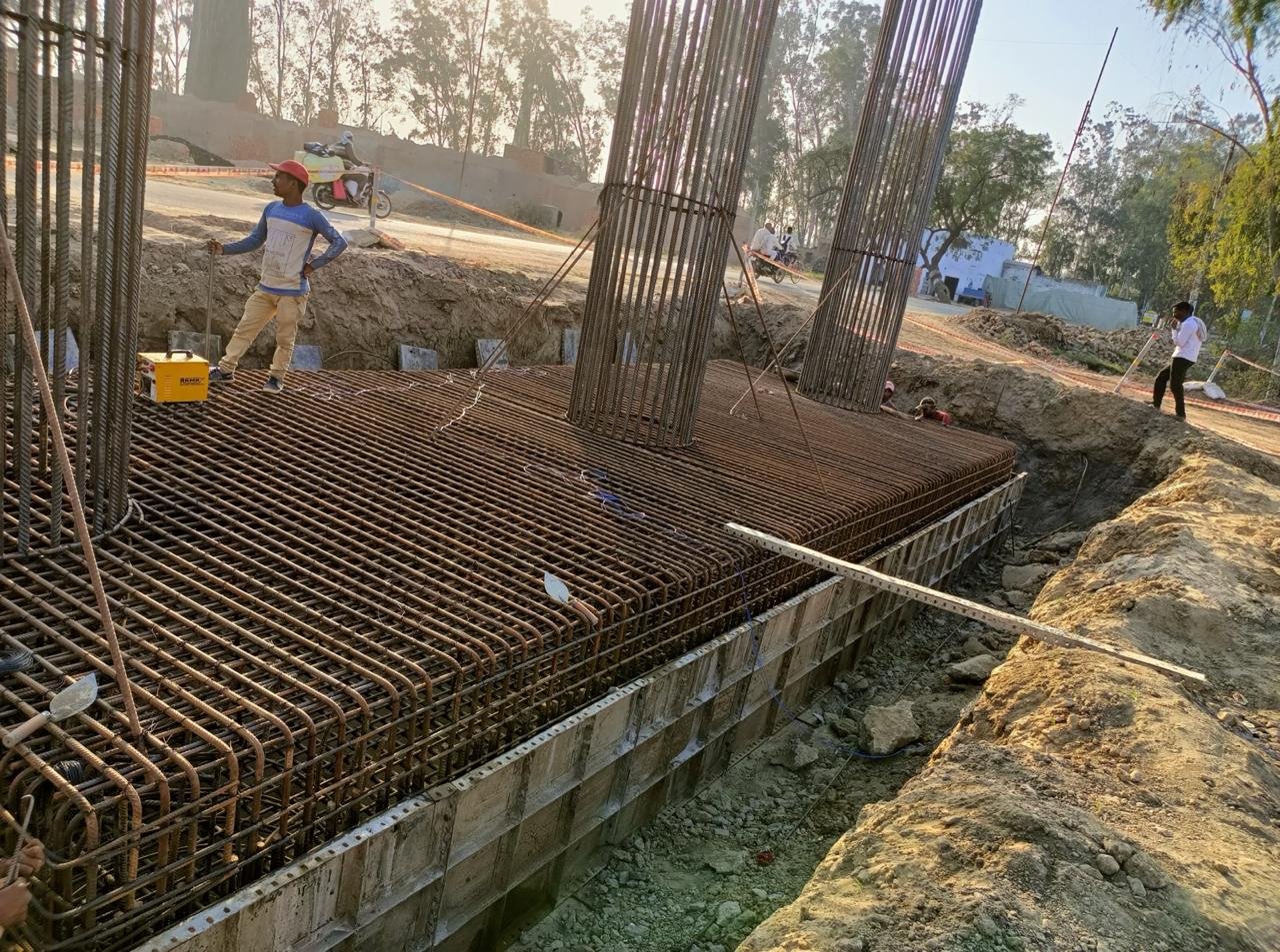 Highway bridge construction activity