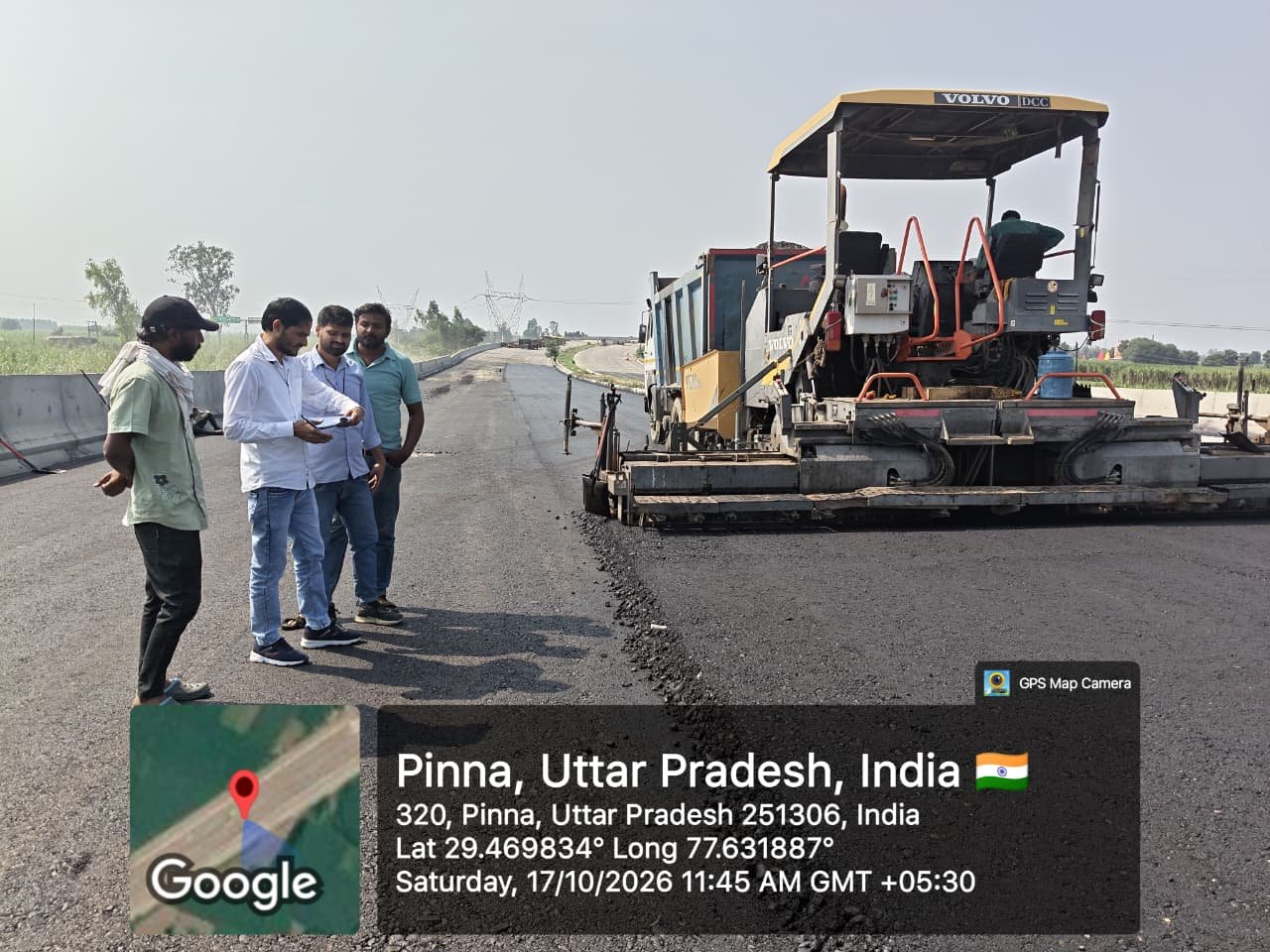 Dense Bituminous Macadam DBM laying work at highway site